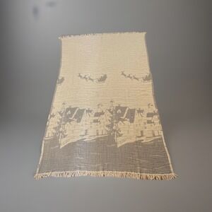 Piscatextil‎ Blanket Santa's Sleigh Flying Over Neighborhood Blue And White